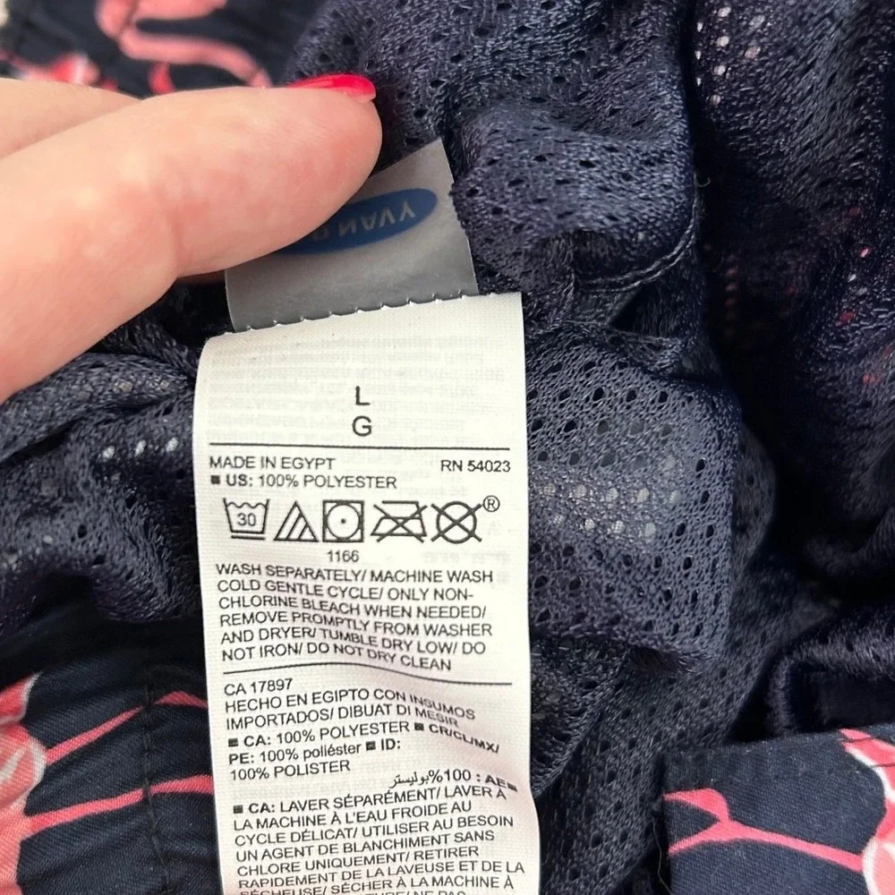 Old Navy Mens‎ Navy Blue Pink Flamingo Drawstring Swim Shorts with Pockets Beach